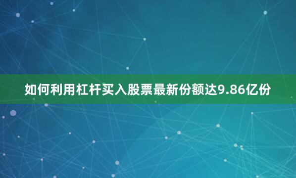 如何利用杠杆买入股票最新份额达9.86亿份